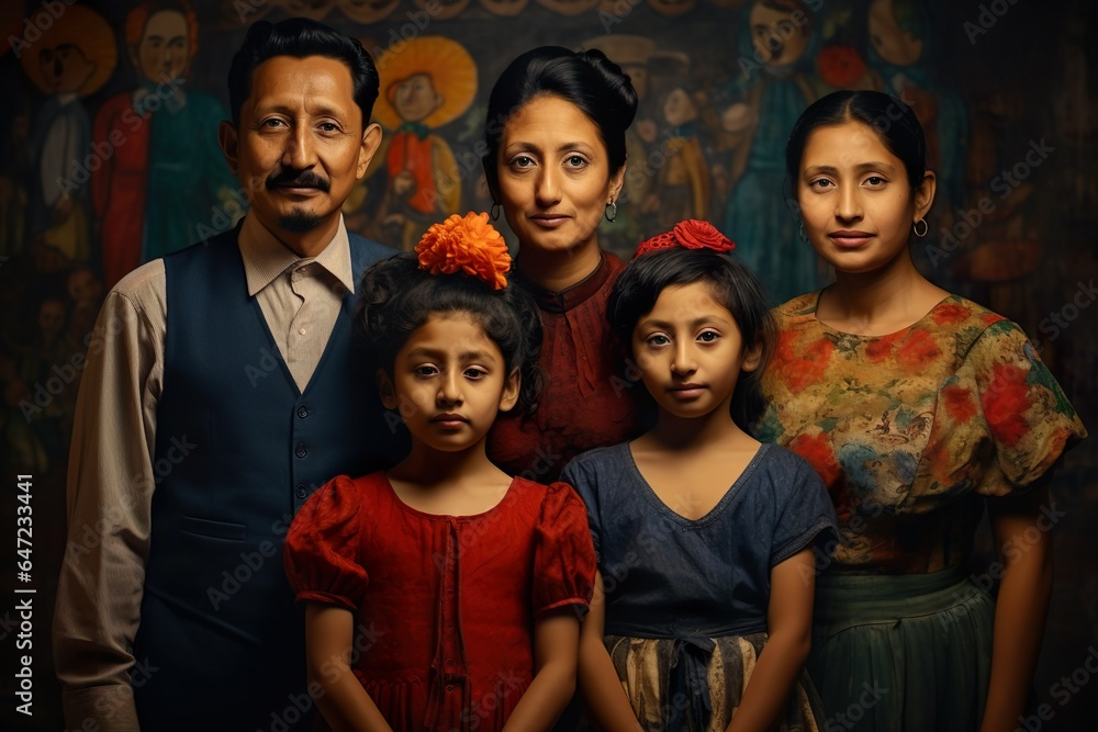 Mexican tradition Family celebrating day of the dead Dia De Los Muertos festivities in mexico 