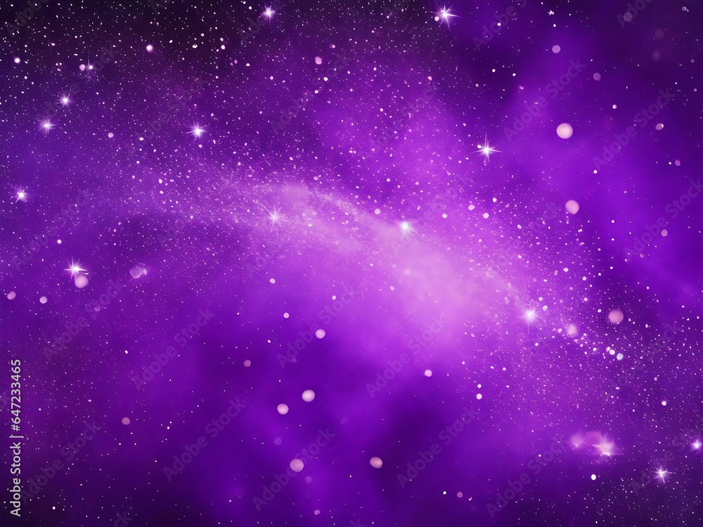 Digital purple particles wave and light abstract background AI generated