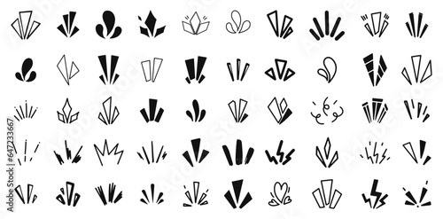 A set of simple icons that show surprises, inspiration, awareness, attention, points, etc. Japanese manga comics style line elements for character emotions. Anime, manga emotion line. Emotion line set © Oleg