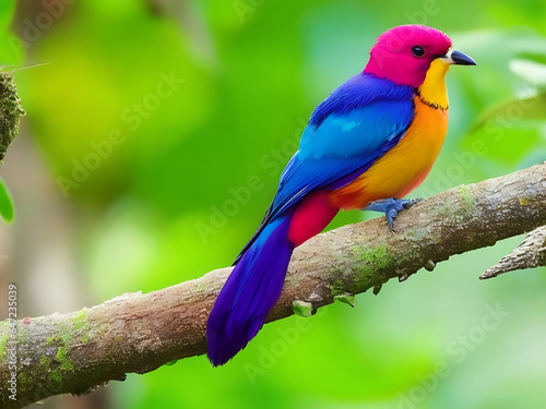 a colorful bird sits on a branch in the forest © Sujit Chandra Deb