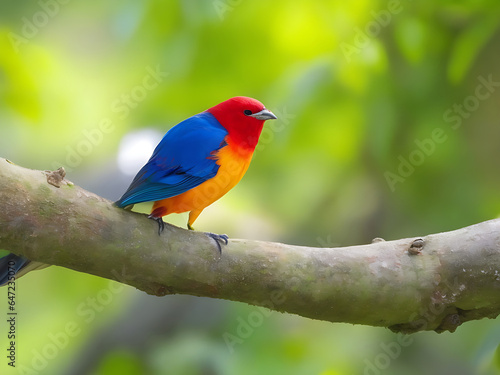 a colorful bird sits on a branch in the forest © Sujit Chandra Deb