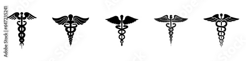 Caduceus snake icons set. Medical snake logo on white background. Vector Illustration. Vector Graphic. EPS 10	 photo