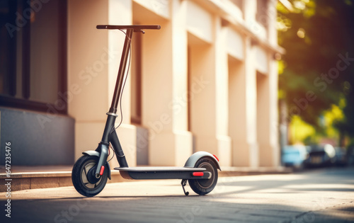 Eco-friendly city exploration on electric scooters.