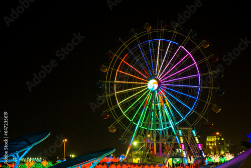 Night view of a Ferris Wheel at i-City