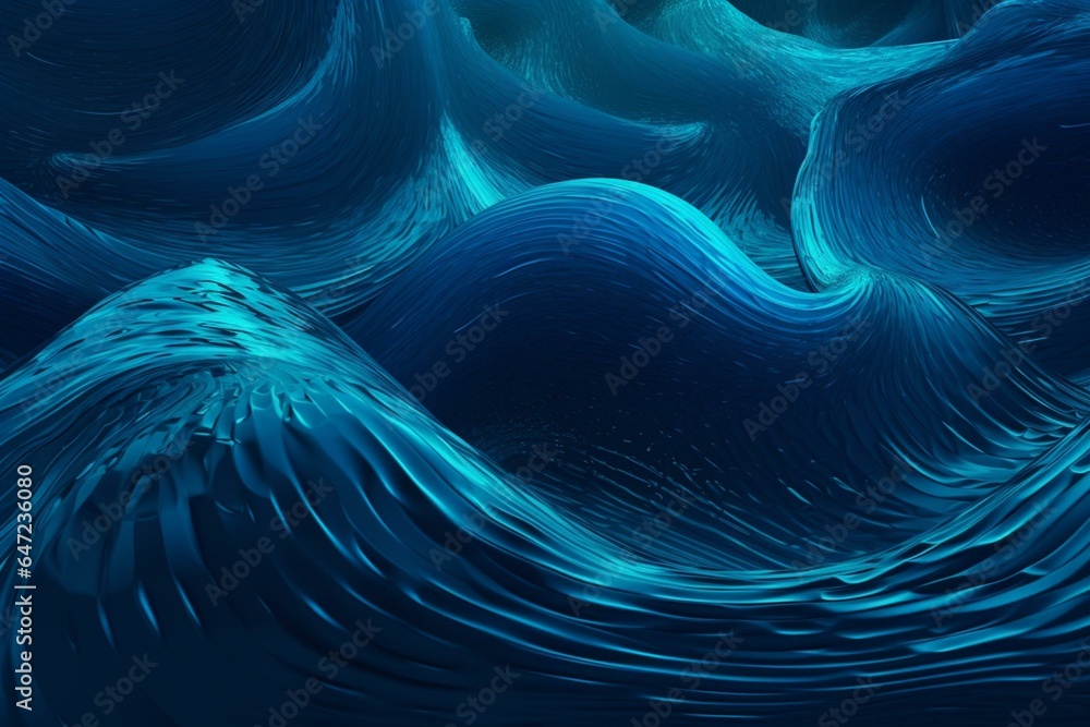 A dynamic, abstract, blue design with rippling motion. Generative AI