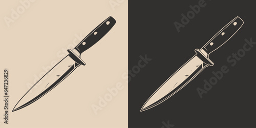 Set of vintage knifes butchery blade weapon  steel metal. Can be used for restaurant food menu emblem logo. Graphic Art. Vector. Hand drawn element in engraving