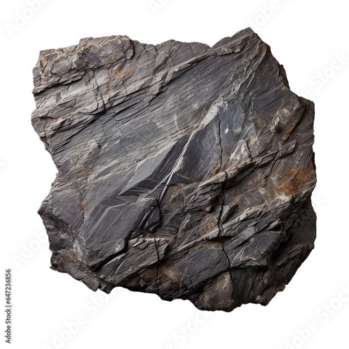 top view of rugged slate rock isolated on a transparent white background