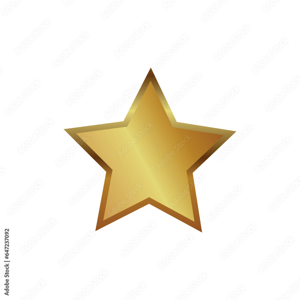 Realistic golden star white background. Golden star icon. Realistic 3d decor element star rating Realistic golden star white background. Golden star icon. Realistic 3d decor element star rating