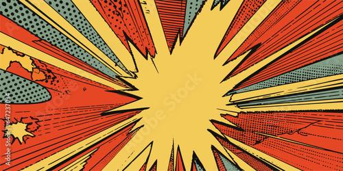 Set of vintage retro comics cartoon book cover sunburst boom explosion boom. Can be used for graphic design or illustration. Graphics style. vector