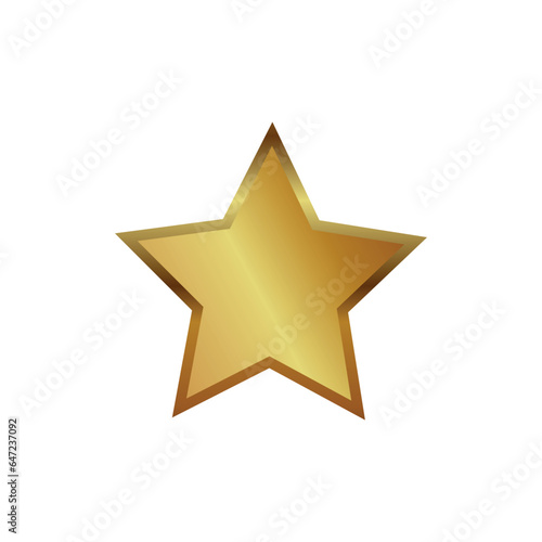Realistic golden star white background. Golden star icon. Realistic 3d decor element star rating