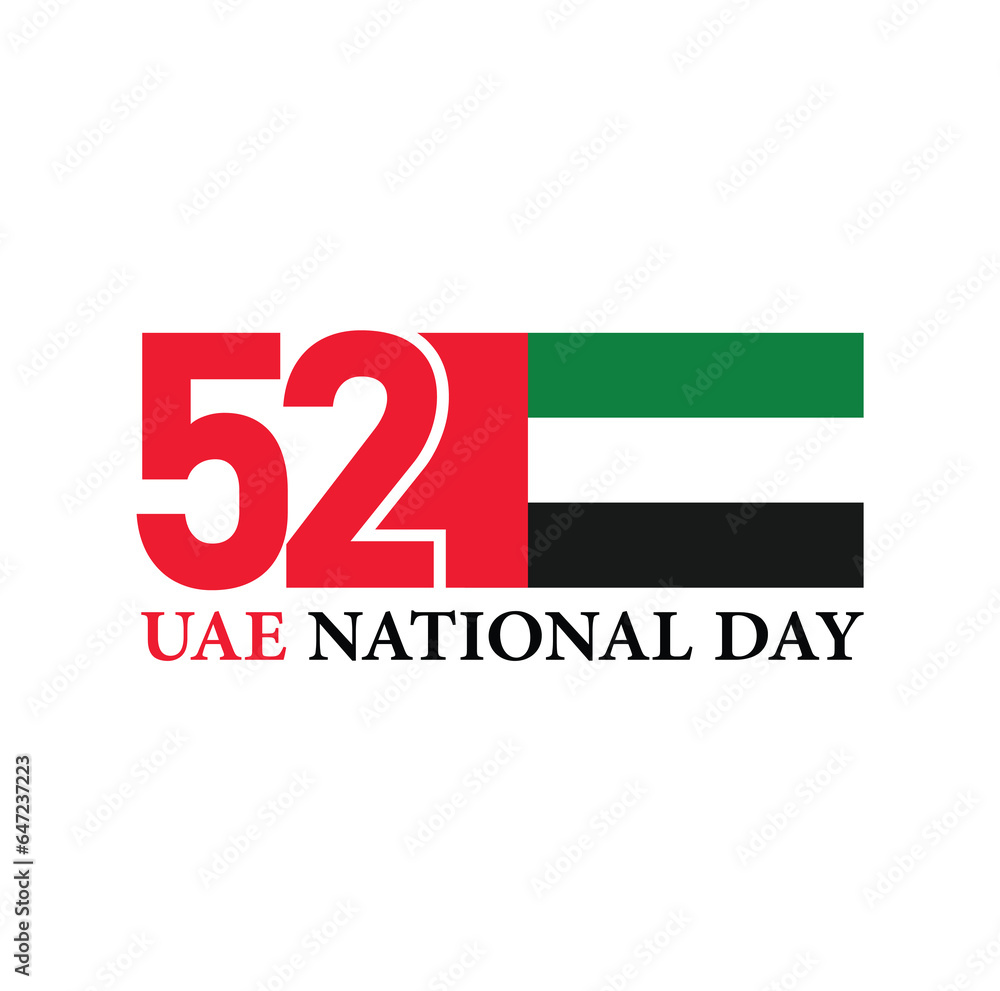 52 UAE national day. United Arab Emirates. 2 December 1971. Vector logo. 52 UAE national day. United Arab Emirates. 2 December 1971. Vector logo.