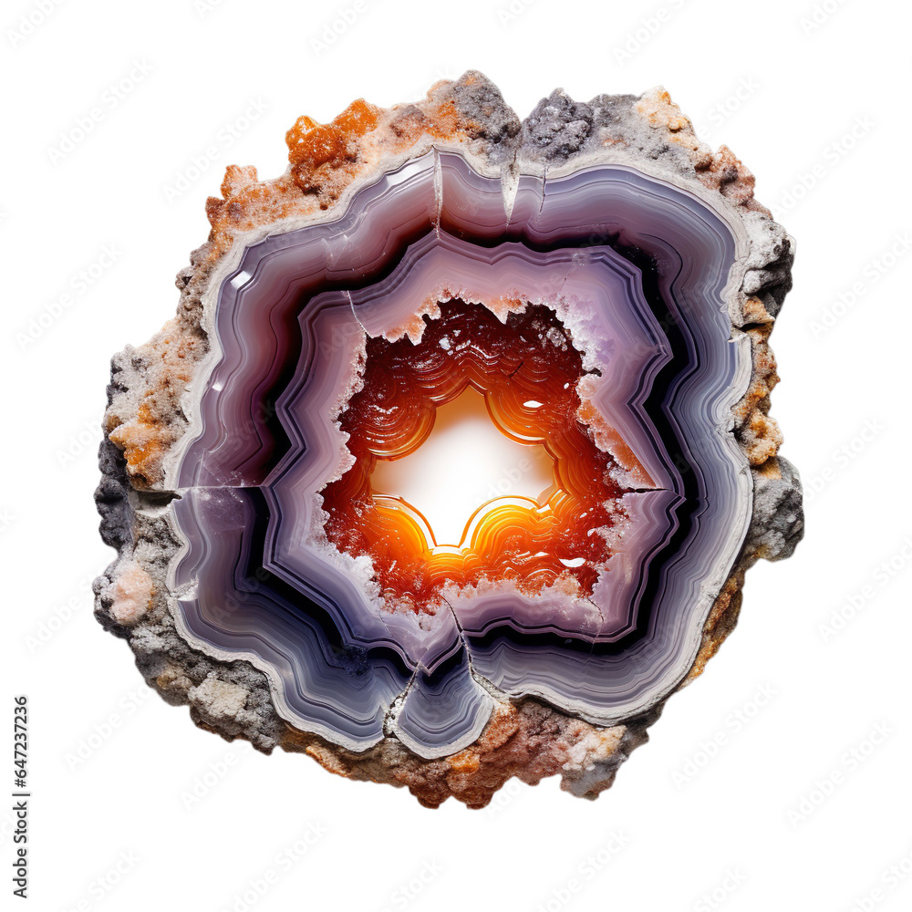 top view of crystal-filled geode rock isolated on a transparent white background top view of crystal-filled geode rock isolated on a transparent white background