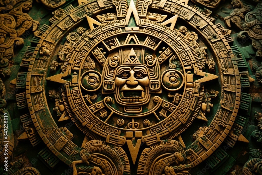 High-res image of an Aztec calendar. Generative AI