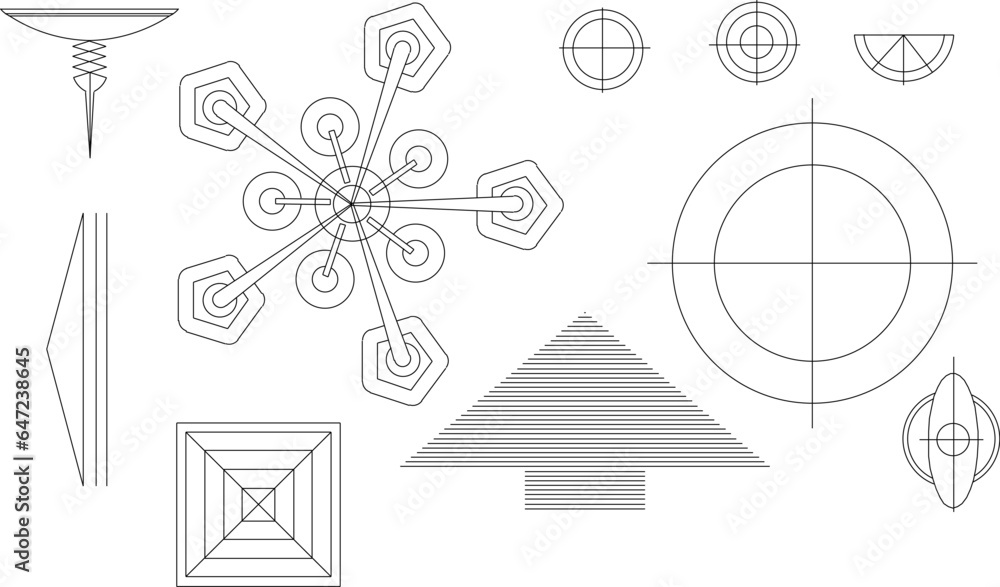 Sketch vector illustration logo symbol design Room lamp lighting instructions