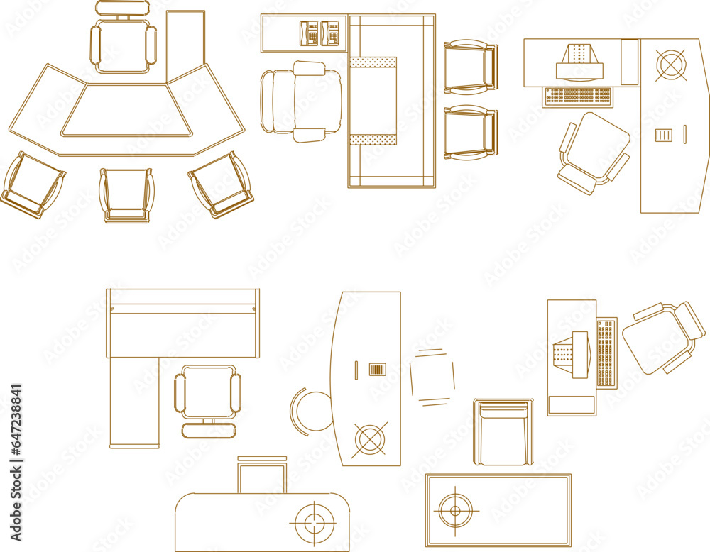 Vector sketch illustration architectural design Office desk and chair diagram Vector sketch illustration architectural design Office desk and chair diagram