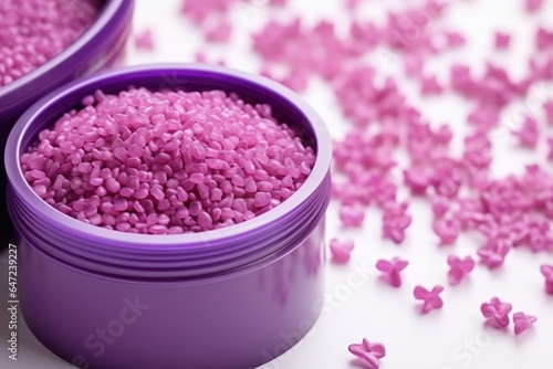 Depilatory wax in the form of purple grains