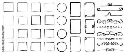 Hand drawn frames sketch collection set vector illustration