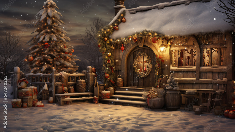 Rustic christmas scene