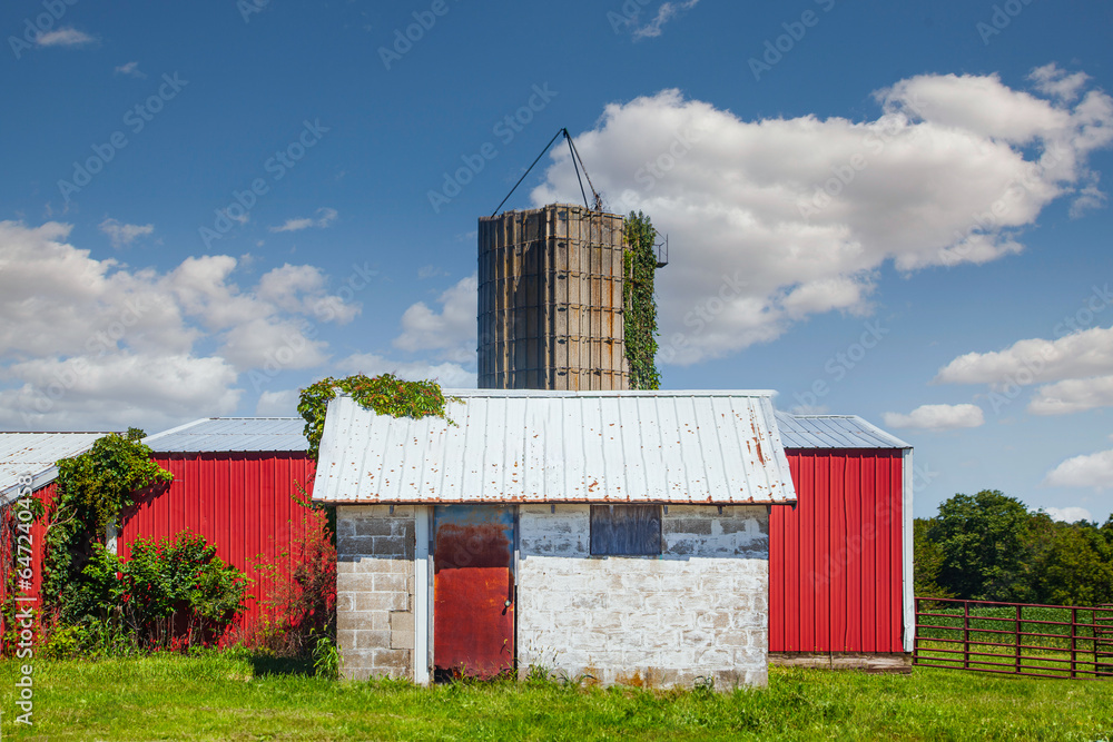 Cement block storage shed on farm Cement block storage shed on farm