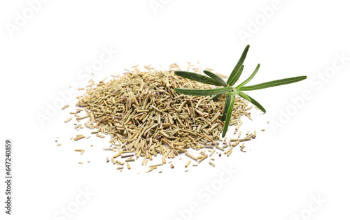 Fresh and dry rosemary isolated on white
