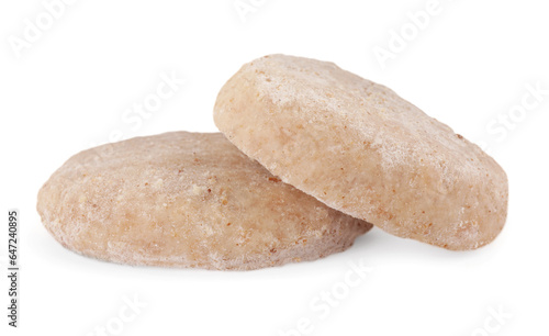 Two raw vegan nuggets isolated on white