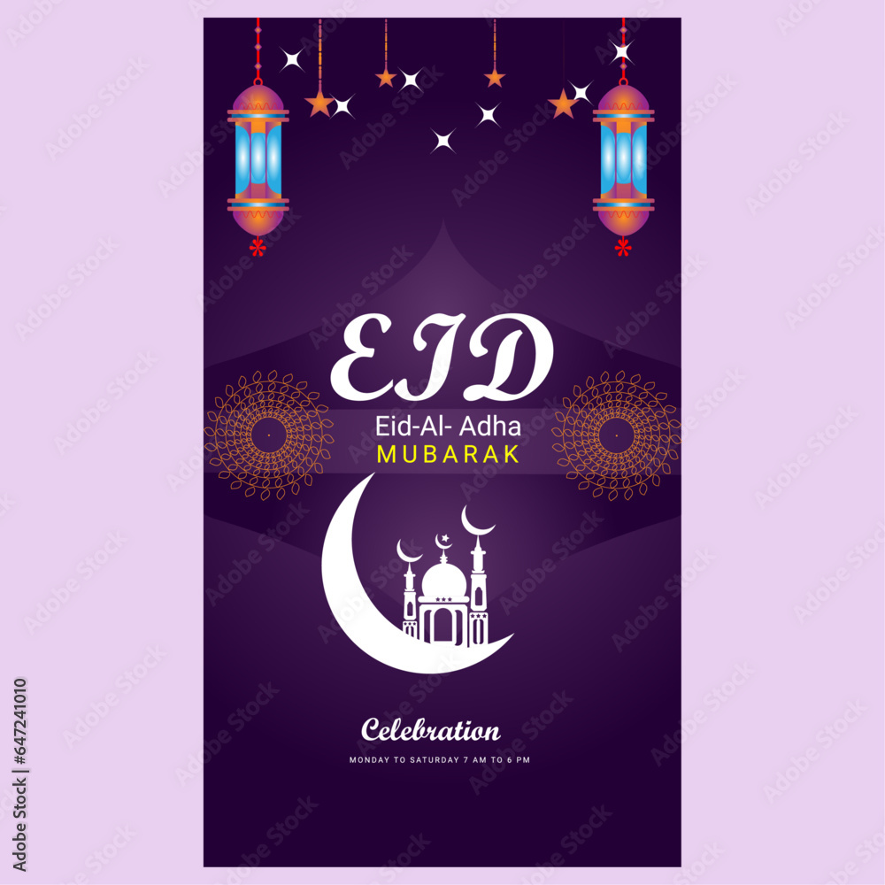 eid al adha social media vector design. Islamic eid festival template design.