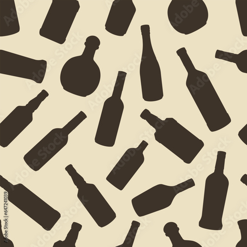 Alcohol bottles pattern seamless monochrome