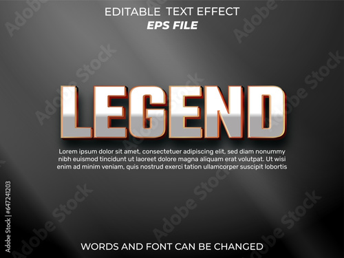 legend editable text effect 3d font style. vector template