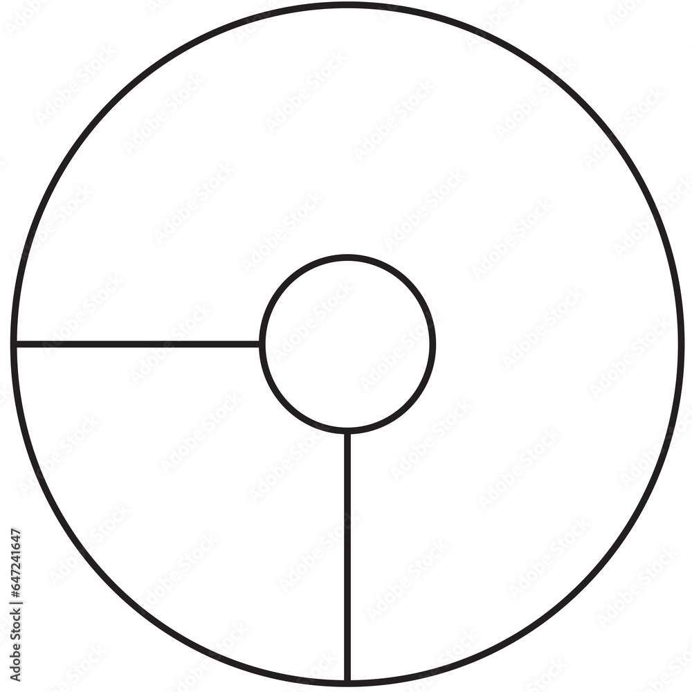 Digital png illustration of white circle with black outline on