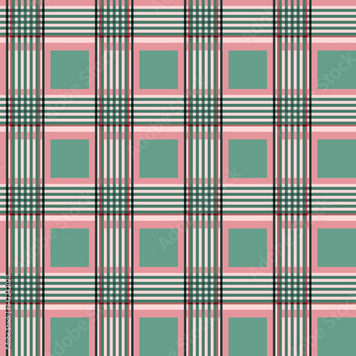 seamless checked pattern with plaid in pink and green. Tartan vector pattern background.