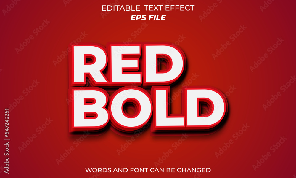 red bold editable text effect 3d font style. vector template red bold editable text effect 3d font style. vector template