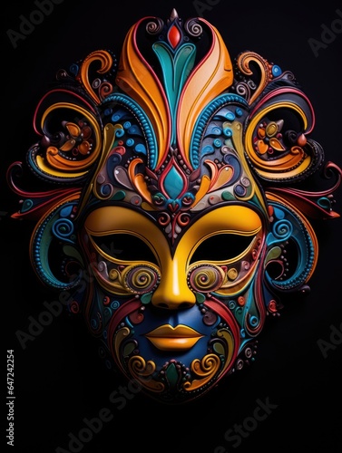 A colorful mask on a black background © Tymofii