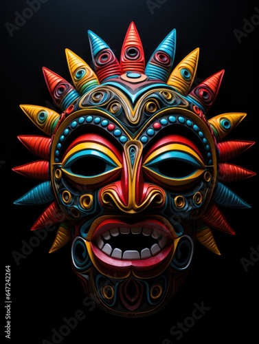 A colorful mask on a black background ai generated