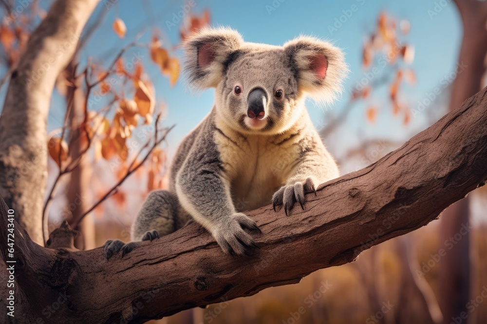 Fototapeta premium A koala sits on a tree branch