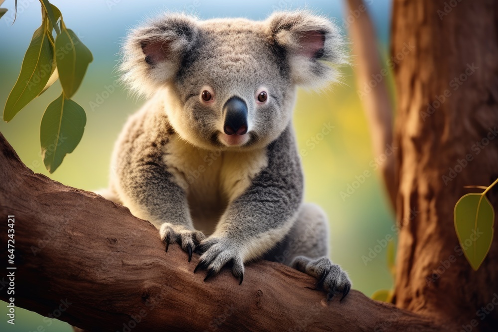 Fototapeta premium A koala sits on a tree branch