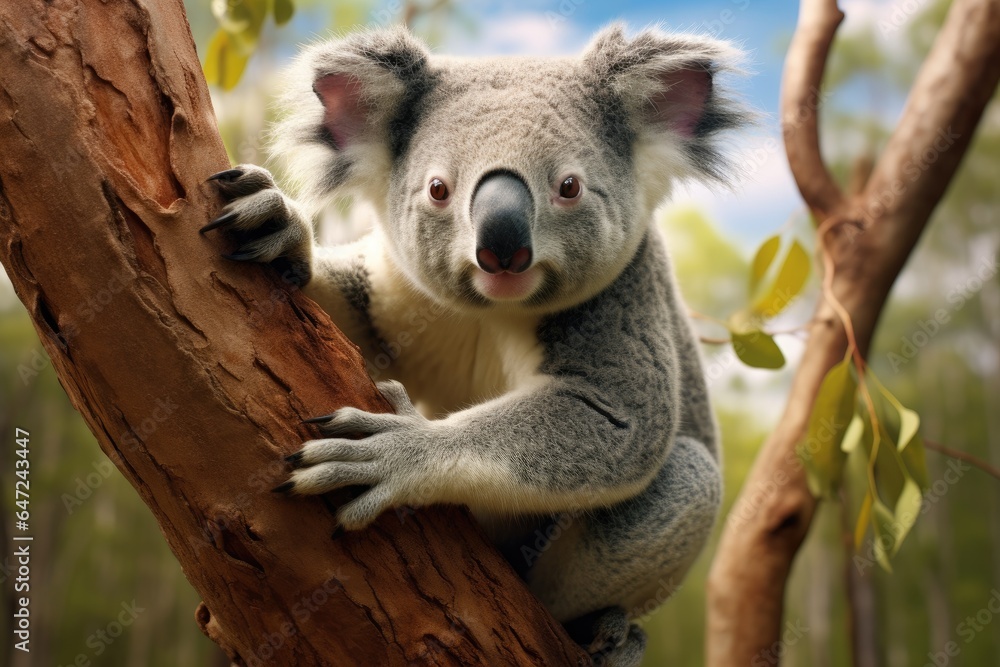 Obraz premium A koala sits on a tree branch