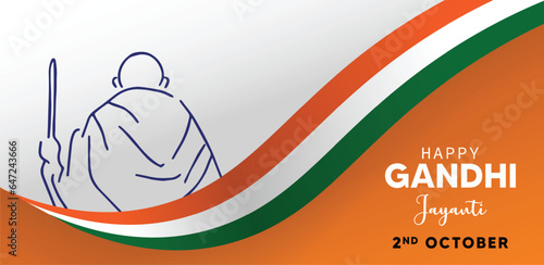 happy Gandhi Jayanti 2nd October Indian National day vector illustration.