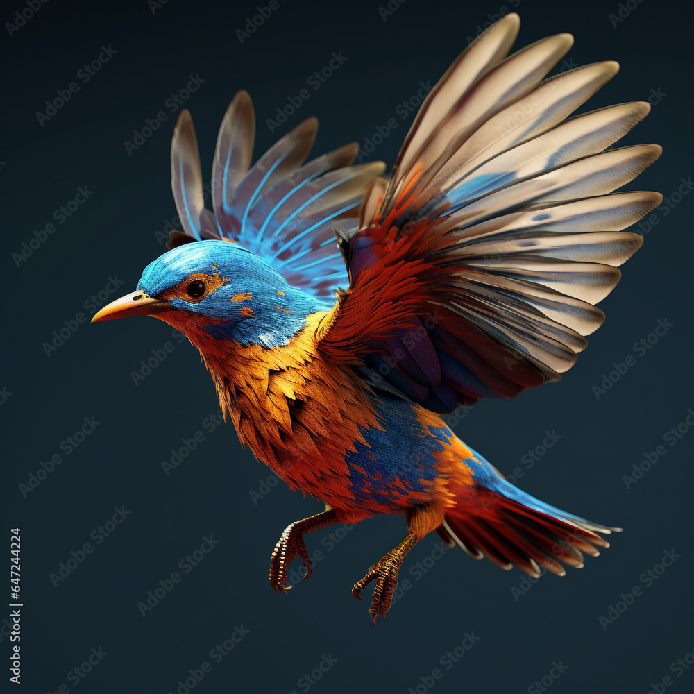 Obraz premium a 3d bird with beautiful feather colors