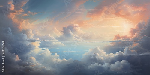 A painting of a sky filled with clouds