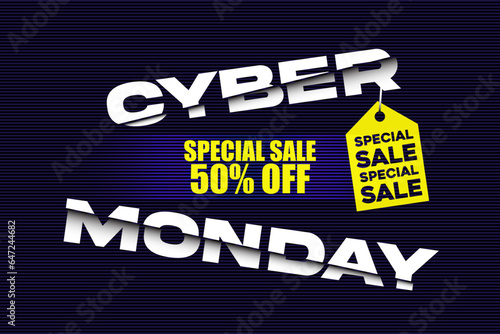 Cyber Monday Price Cut Tech Style Banner Vector