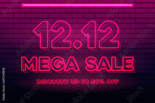 12.12 Neon Mega Sale Banner