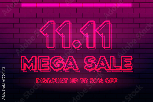 11.11 Neon Mega Sale Banner