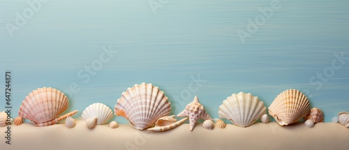 A row of seashells and pearls on a wall