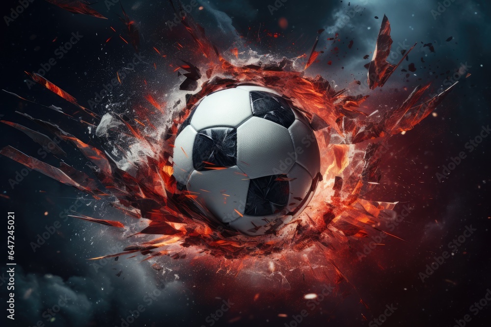 Fototapeta premium A soccer ball is being hit by a net