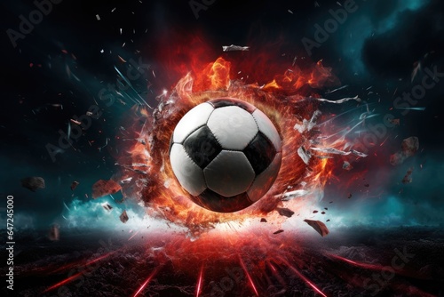 A soccer ball is being hit by a net © Tymofii