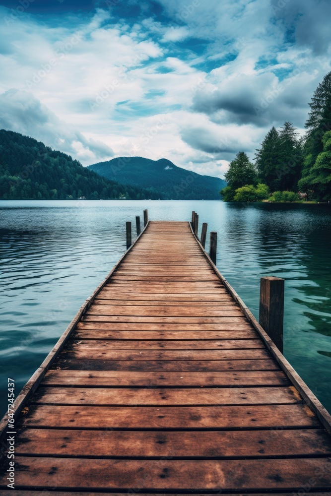 A wooden dock sitting next to a body of water