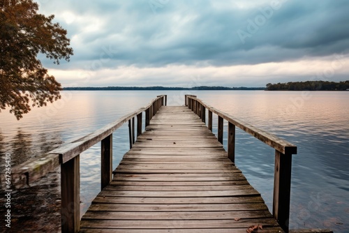 A wooden dock sitting next to a body of water © Tymofii