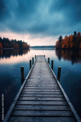 A wooden dock sitting next to a body of water © Tymofii