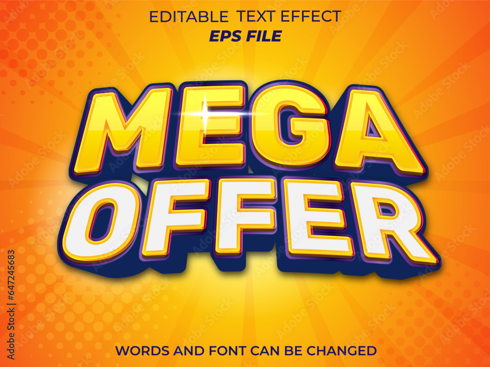 mega over editable text effect 3d font style. vector template
