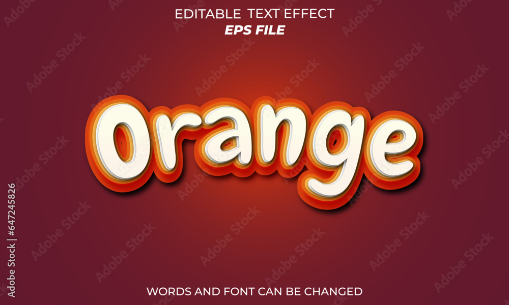 orange editable text effect 3d font style. vector template orange editable text effect 3d font style. vector template